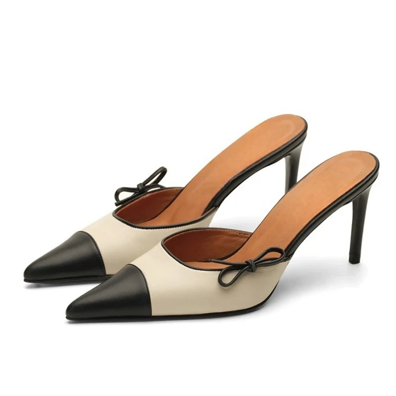 Mules à Talons Aiguilles avec Nœud Latéral - Bout Pointu Élégant
