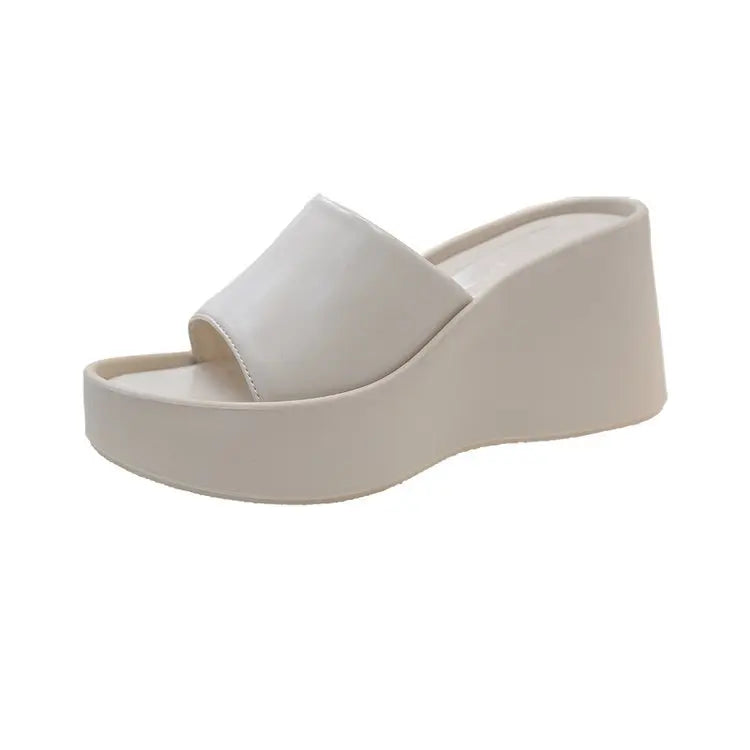 Mules Femme Plateforme Épaisse – Bout Ouvert Confortable, Style Plage Décontracté
