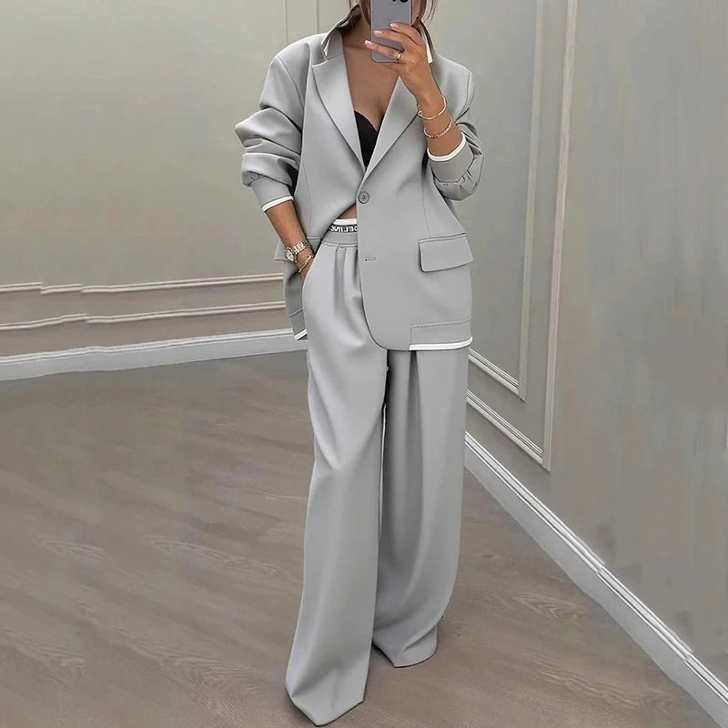 Ensemble Blazer et Pantalon Jambe Large