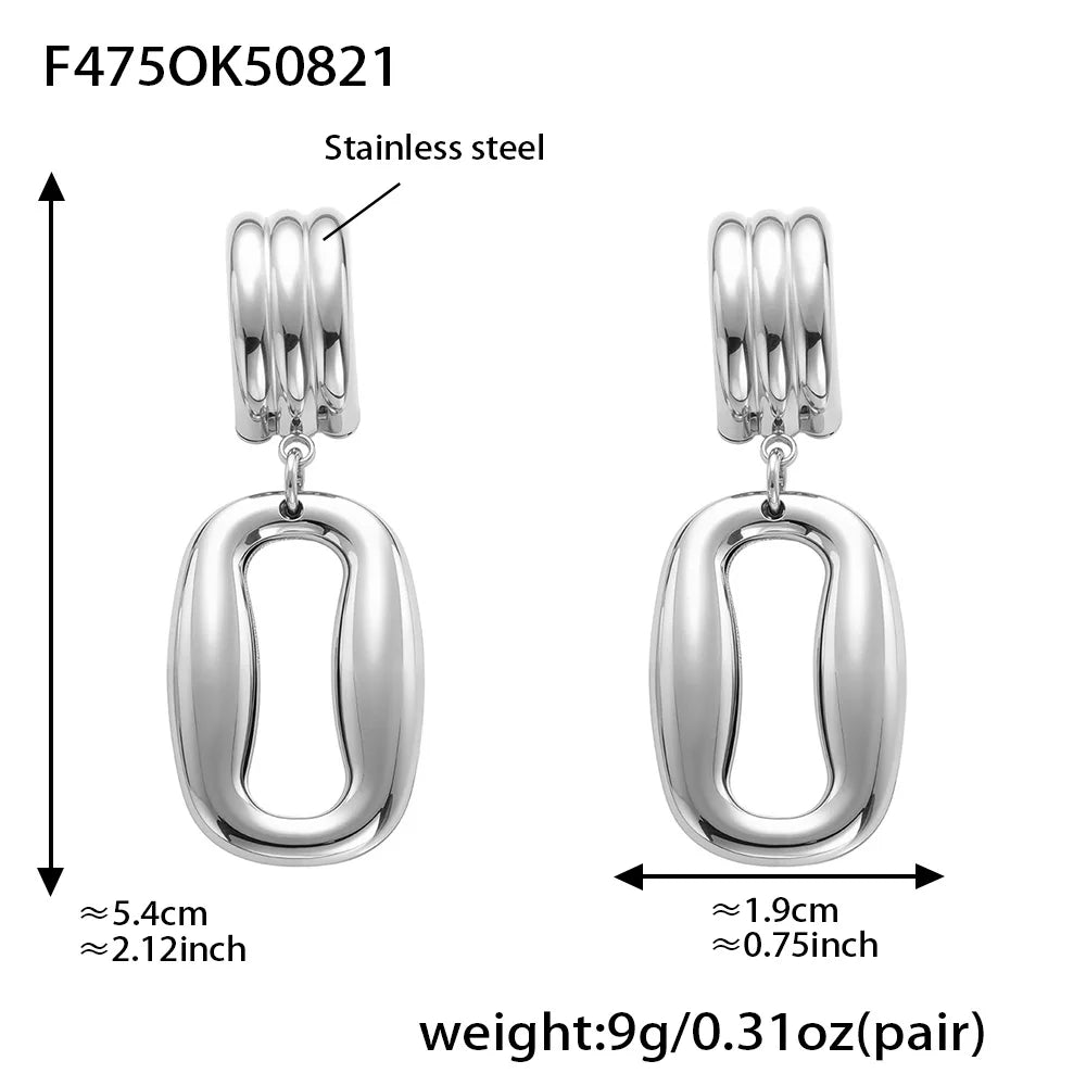 316 Stainless Steel Drop Earrings – PVD Gold Plated, Trendy Style, Women's Jewelry
