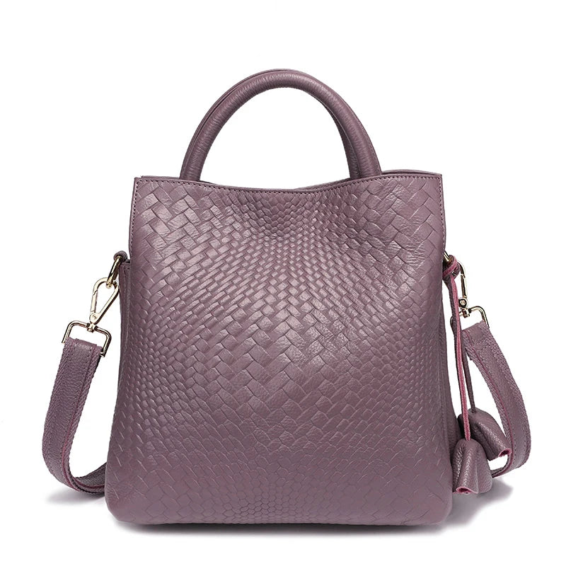 Sac à main en cuir de vache tressé luxueux pour femme - Style casual chic polyvalent