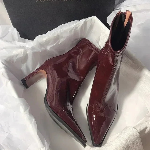 Bottines à bout pointu et talon carré pour femme