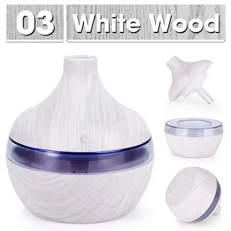 Humidificateur Diffuseur Ultrasonique 300 ml – Bois, Brume Froide, Aromathérapie Maison