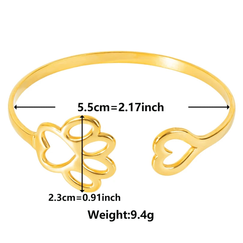 Textured Pattern Bracelet – Flower, Heart or Snake, Gold Stainless Steel, For Women