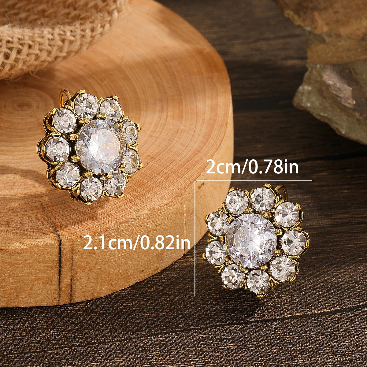 Teardrop Dangle Earrings – Gold-Plated Alloy, Inlaid Natural Stone, Bridal Style