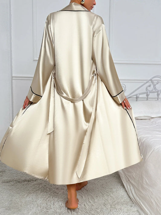 Ensemble Peignoir Nuisette Femme – Peignoir Manches Longues & Nuisette Deux Pièces, Style Élégant