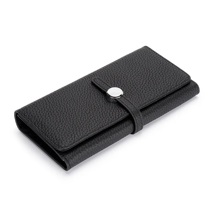 Women's Long Genuine Leather Wallet – Multifunctional, Phone Pocket and Photo Holder