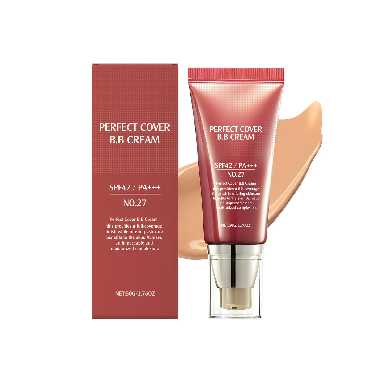 BB Cream SPF 42 PA+++ – Fond de Teint Hydratant Couvrant, Anti-Cernes & Rides, 50 g, 6 Teintes