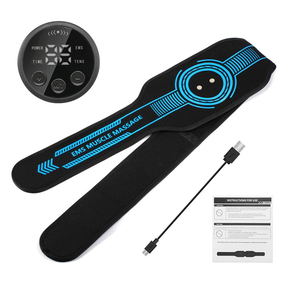 Ceinture de Stimulation Musculaire EMS – 10 Modes, 39 Niveaux, Rechargeable USB, Ventre/Bras/Jambes