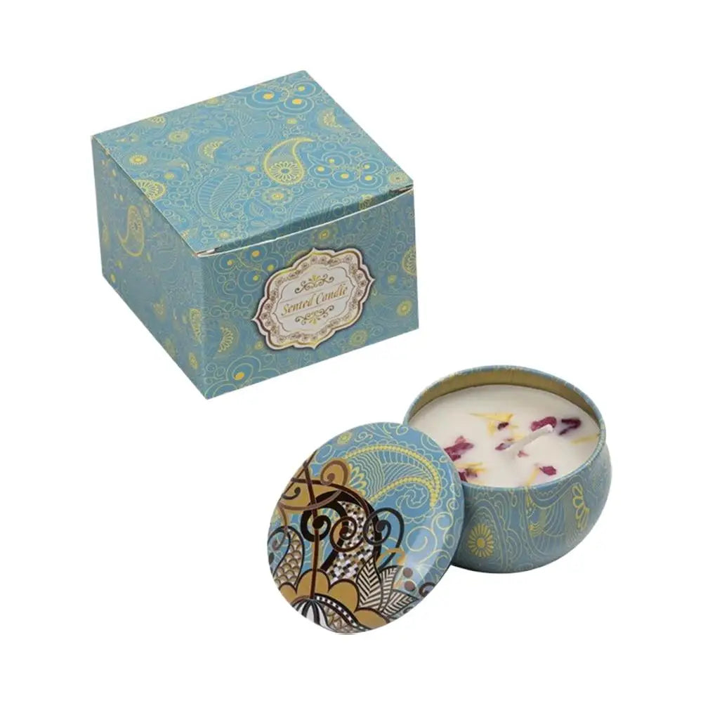 Bougie Parfumée Fleurs Séchées en Cire de Soja – Boîte Rétro, Sans Fumée, Cadeau Anniversaire