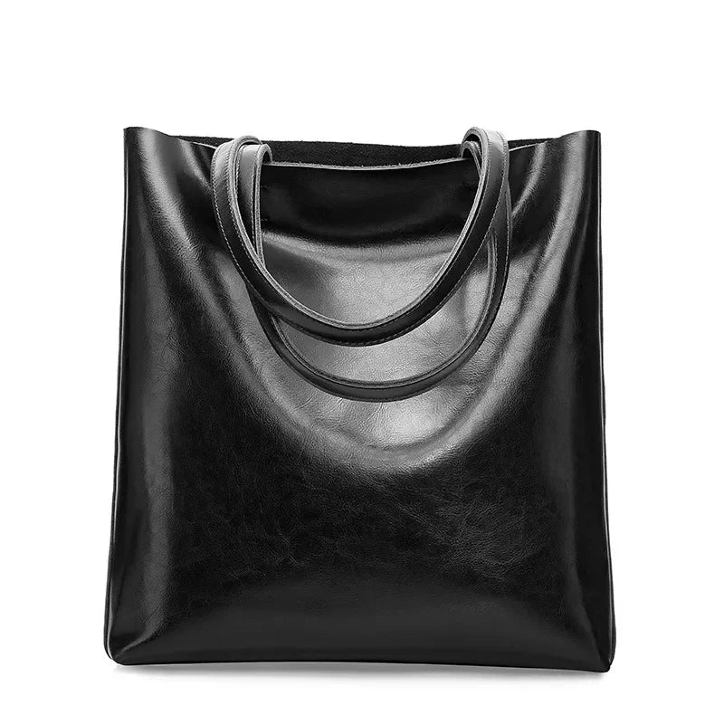 Large cowhide leather tote bag for women - Luxury vintage handbag for office