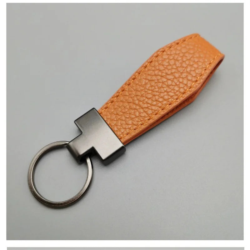 Luxury PU Leather Keychain – Punk Style, Gold Finish, Gift for Men & Women