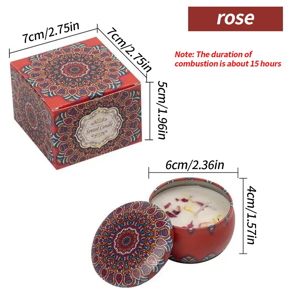 Bougie Aromathérapie Fleurs Séchées – Sans Fumée, Cire de Soja, Cadeau Bain & Yoga