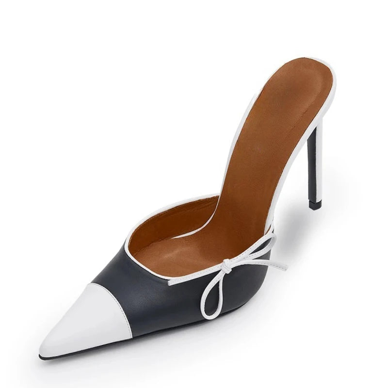 Mules à Talons Aiguilles avec Nœud Latéral - Bout Pointu Élégant