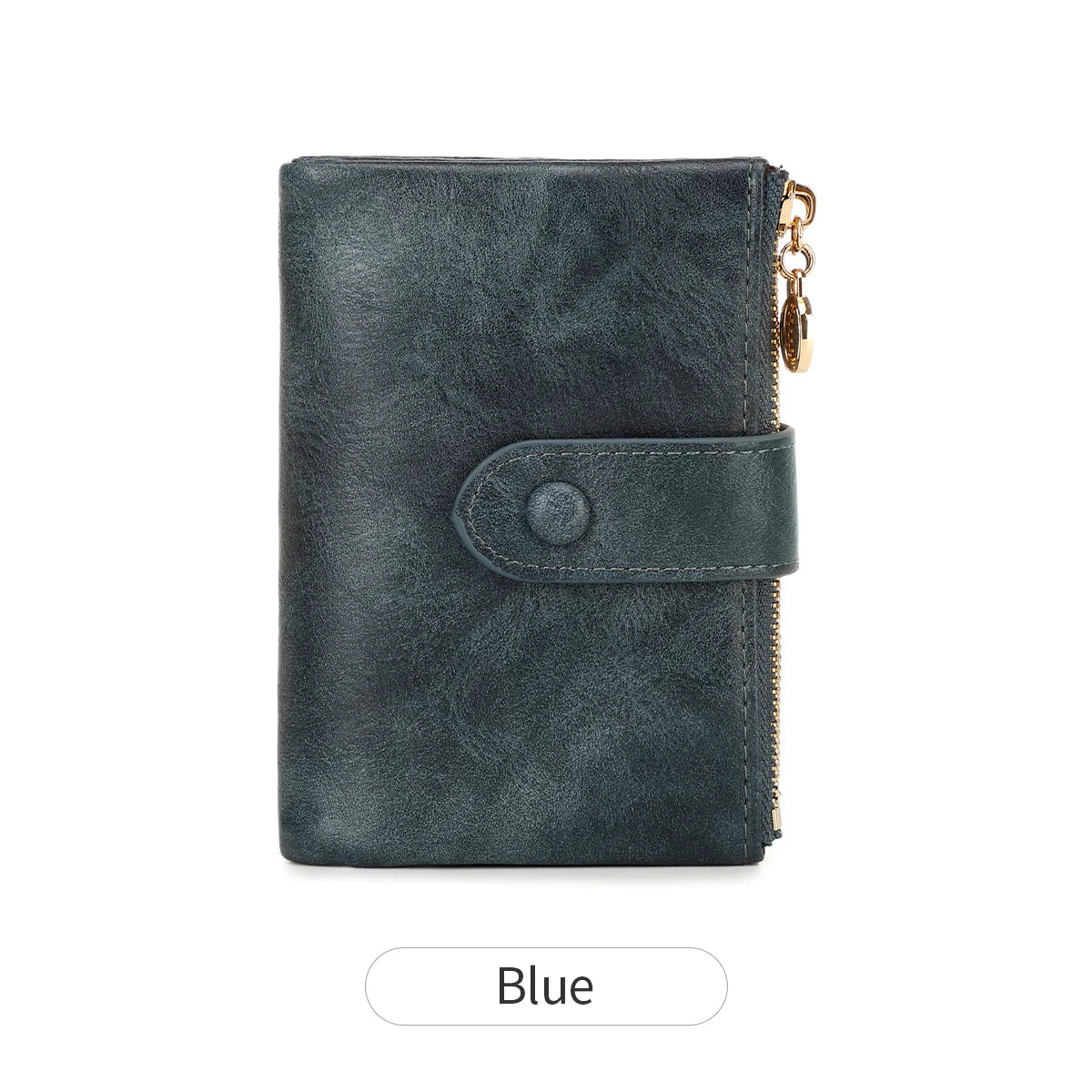 Porte-Monnaie Femme en Cuir PU – Mini Porte-Cartes Pliable, Fermeture Éclair et Boucle