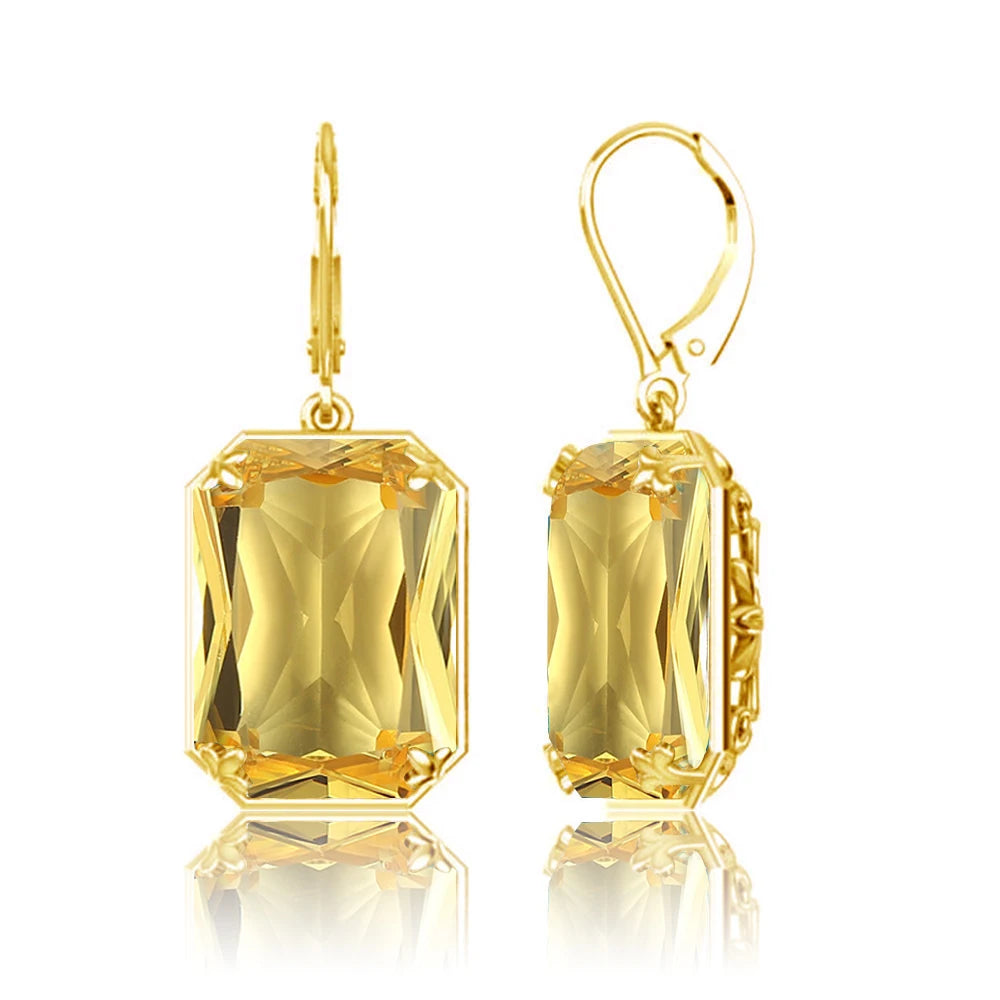 925 Sterling Silver 14K Gold Plated Drop Earrings – Choice of Gemstone, Handmade, NGTC Certified