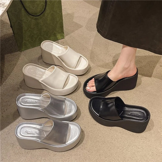 Mules Femme Plateforme Épaisse – Bout Ouvert Confortable, Style Plage Décontracté