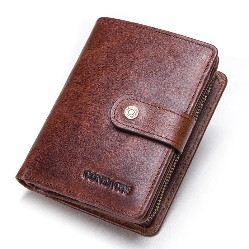 Genuine Leather Women's Wallet – RFID Blocking, 9 Card Slots, Photo Holder