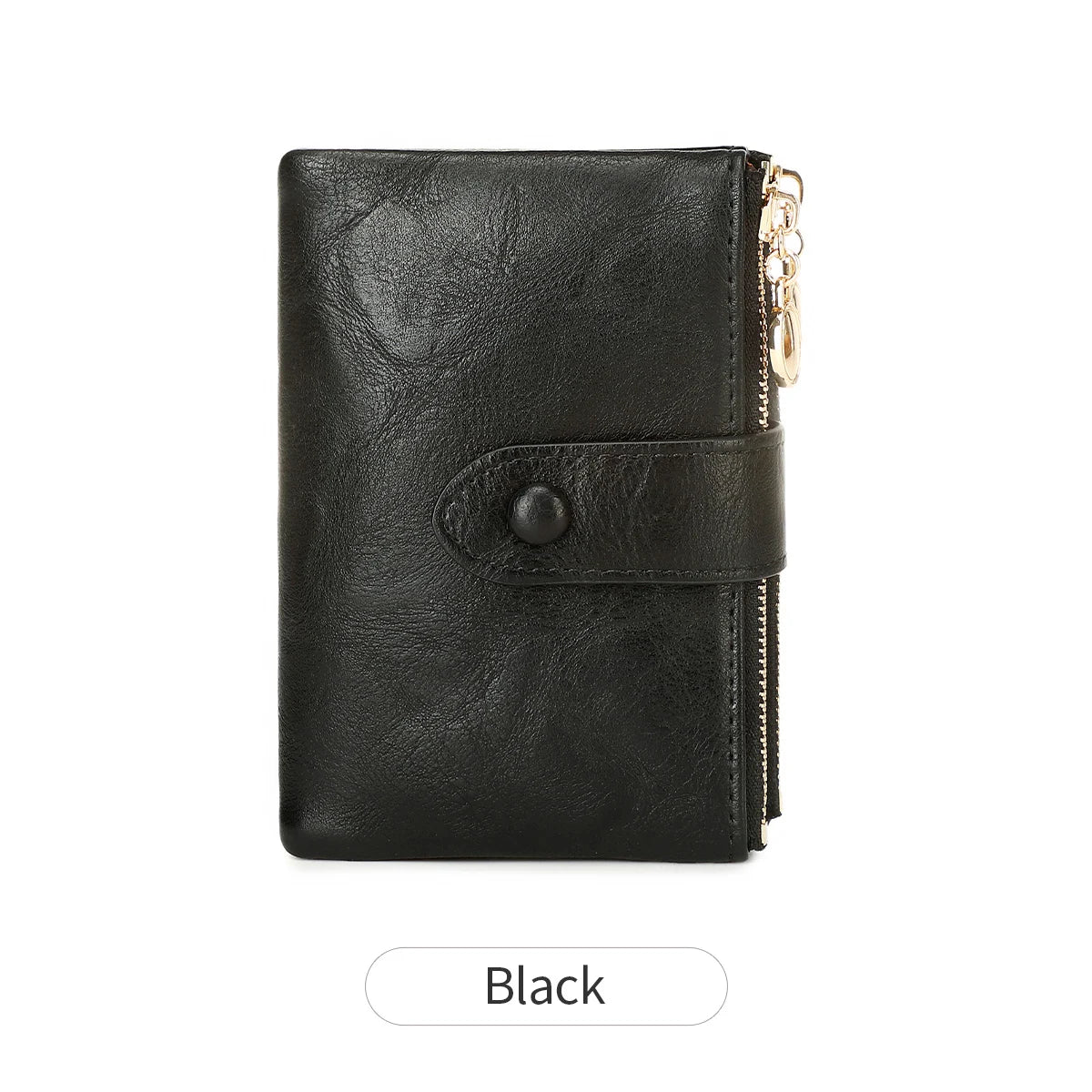 Porte-Monnaie Femme en Cuir PU – Mini Porte-Cartes Pliable, Fermeture Éclair et Boucle