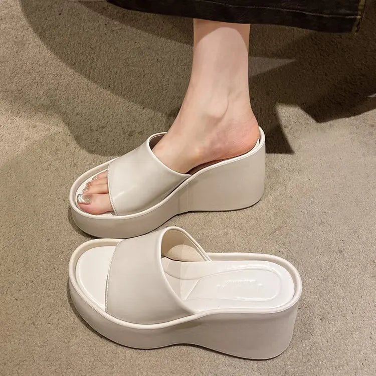 Mules Femme Plateforme Épaisse – Bout Ouvert Confortable, Style Plage Décontracté