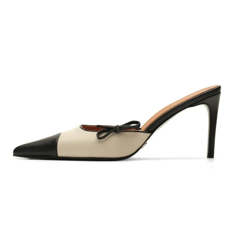 Mules à Talons Aiguilles avec Nœud Latéral - Bout Pointu Élégant
