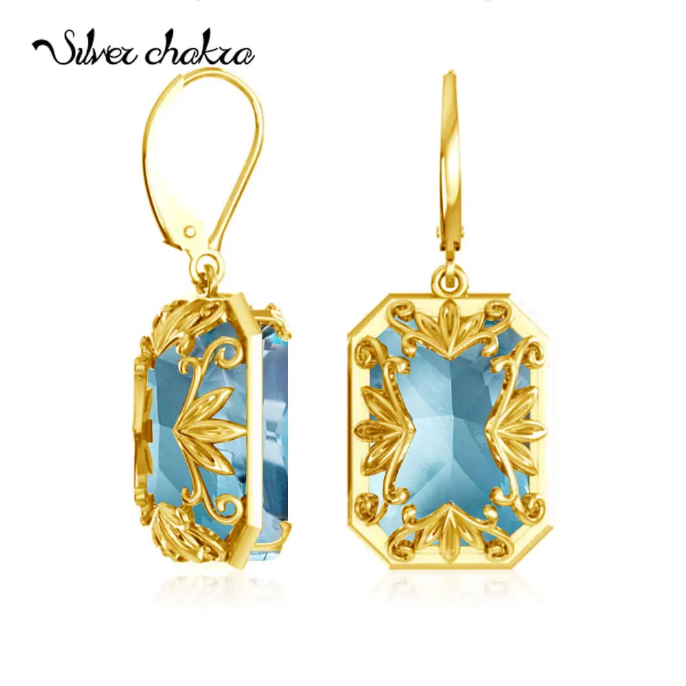 925 Sterling Silver 14K Gold Plated Drop Earrings – Choice of Gemstone, Handmade, NGTC Certified
