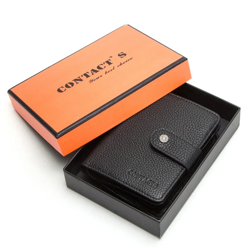 Genuine Leather Women's Wallet – RFID Blocking, 9 Card Slots, Photo Holder