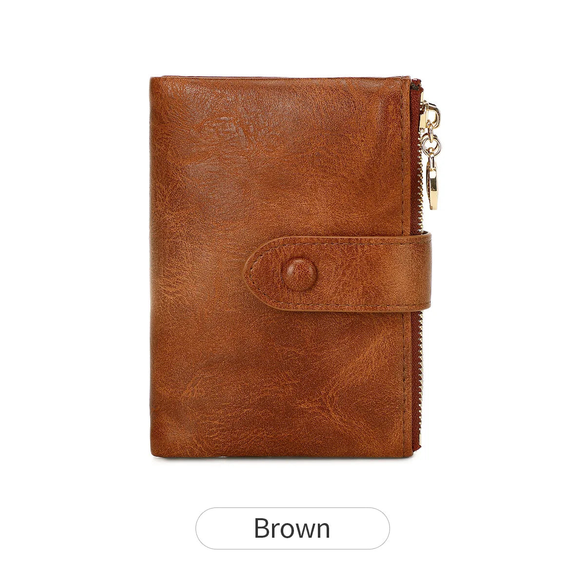 Porte-Monnaie Femme en Cuir PU – Mini Porte-Cartes Pliable, Fermeture Éclair et Boucle