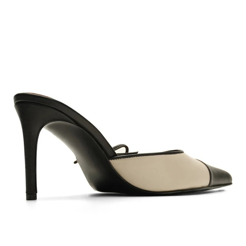 Mules à Talons Aiguilles avec Nœud Latéral - Bout Pointu Élégant