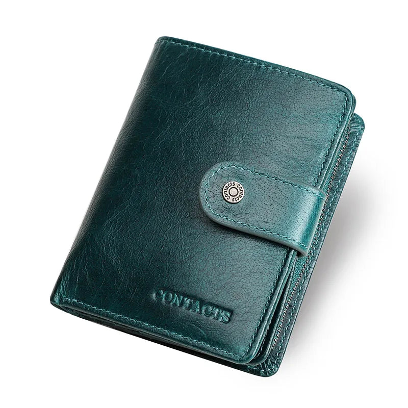 Genuine Leather Women's Wallet – RFID Blocking, 9 Card Slots, Photo Holder