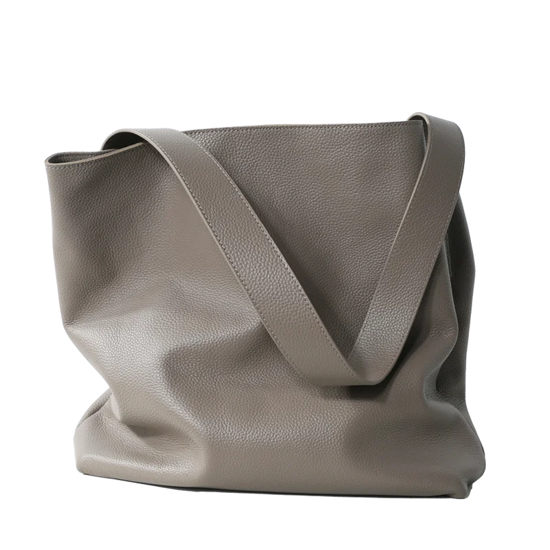 Sac cabas en cuir de vache pleine fleur pour femme - Sac seau luxe grande capacité