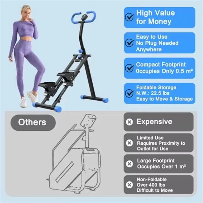 Machine d’Escalade Verticale Pliable – Cardio Complet, Guidon Ajustable, 150 kg Max