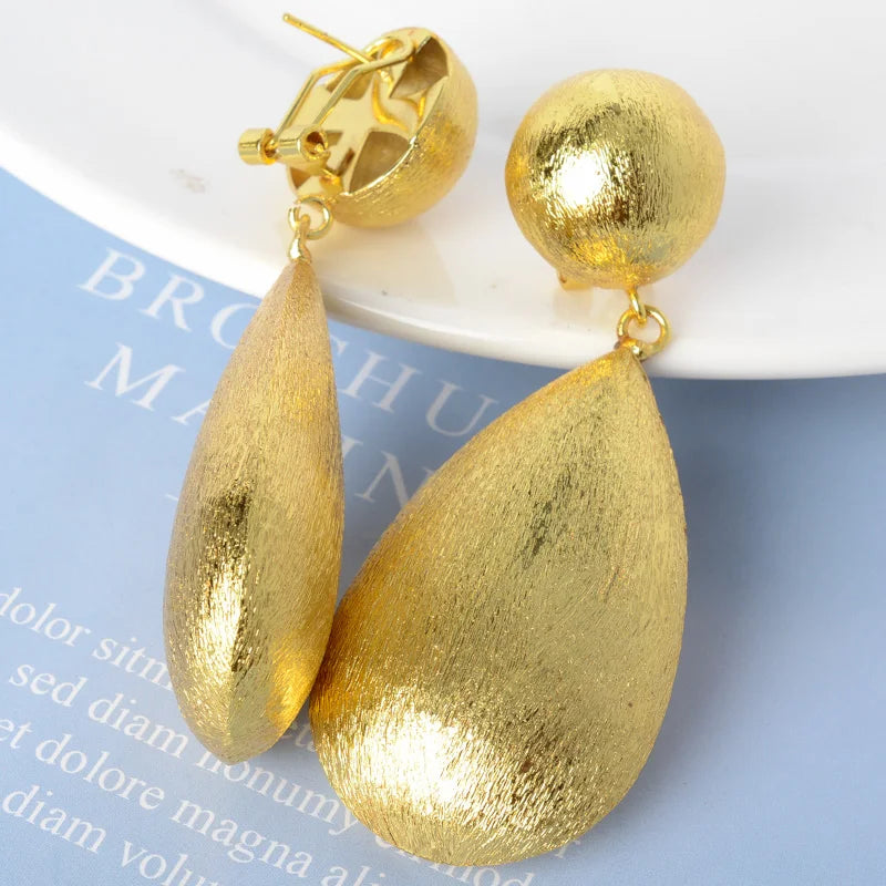 Textured Ball Drop Earrings – 18K Gold Plated Copper, Classic Style