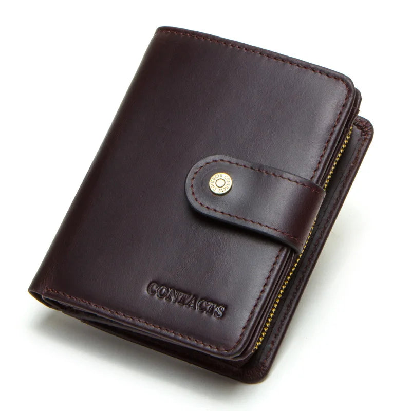 Genuine Leather Women's Wallet – RFID Blocking, 9 Card Slots, Photo Holder