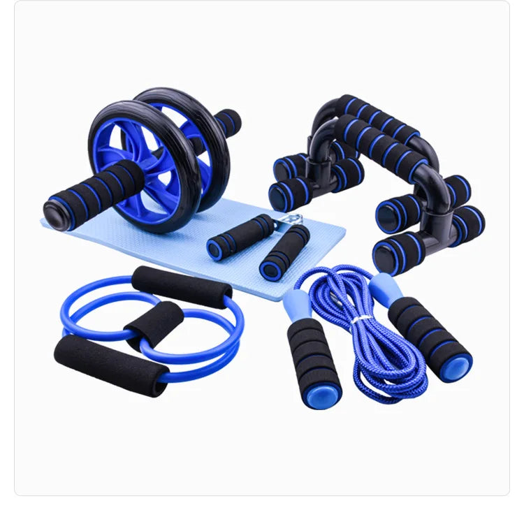 Ensemble Gym – Roue Abdominale, Barres de Pompes, Corde à Sauter & Accessoires