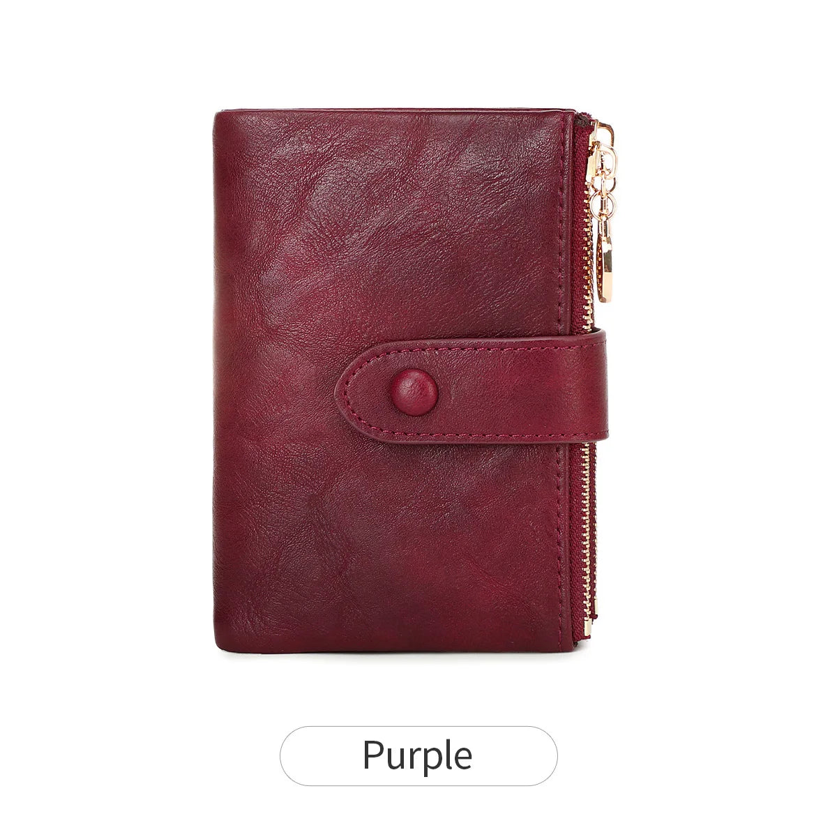Porte-Monnaie Femme en Cuir PU – Mini Porte-Cartes Pliable, Fermeture Éclair et Boucle