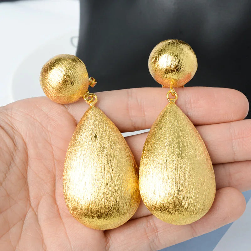 Textured Ball Drop Earrings – 18K Gold Plated Copper, Classic Style