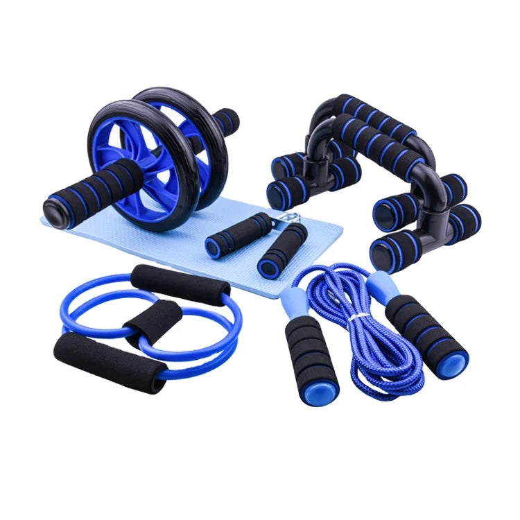 Ensemble Gym – Roue Abdominale, Barres de Pompes, Corde à Sauter & Accessoires