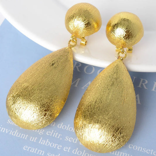 Textured Ball Drop Earrings – 18K Gold Plated Copper, Classic Style