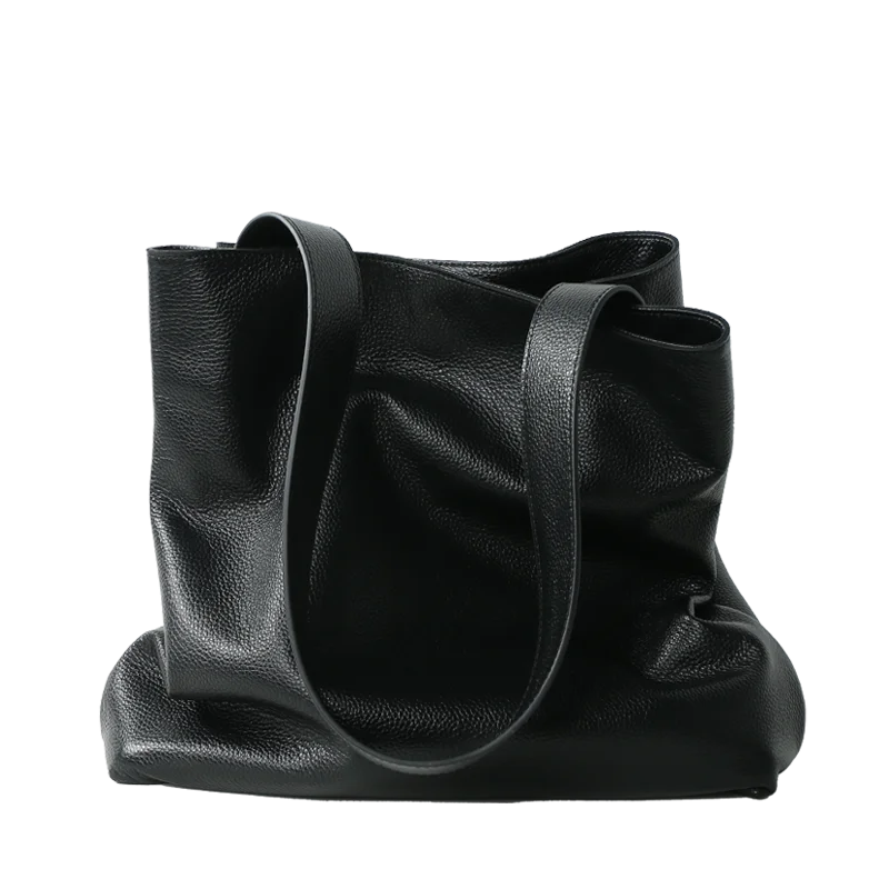 Sac cabas en cuir de vache pleine fleur pour femme - Sac seau luxe grande capacité