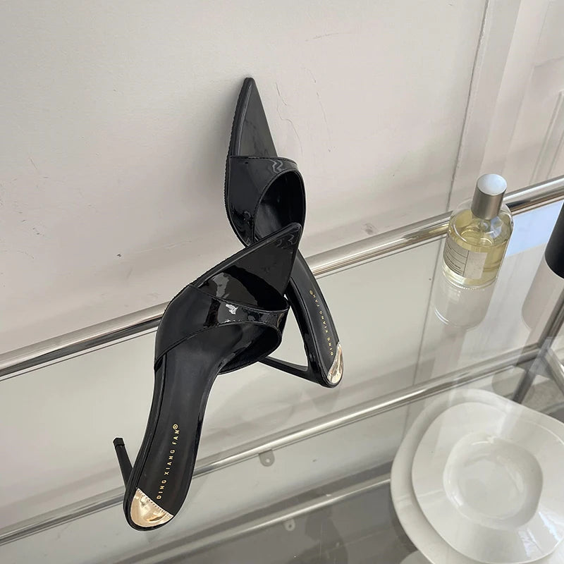 7 cm Stiletto Heel Sandals - Pointed Toe in Patent Leather