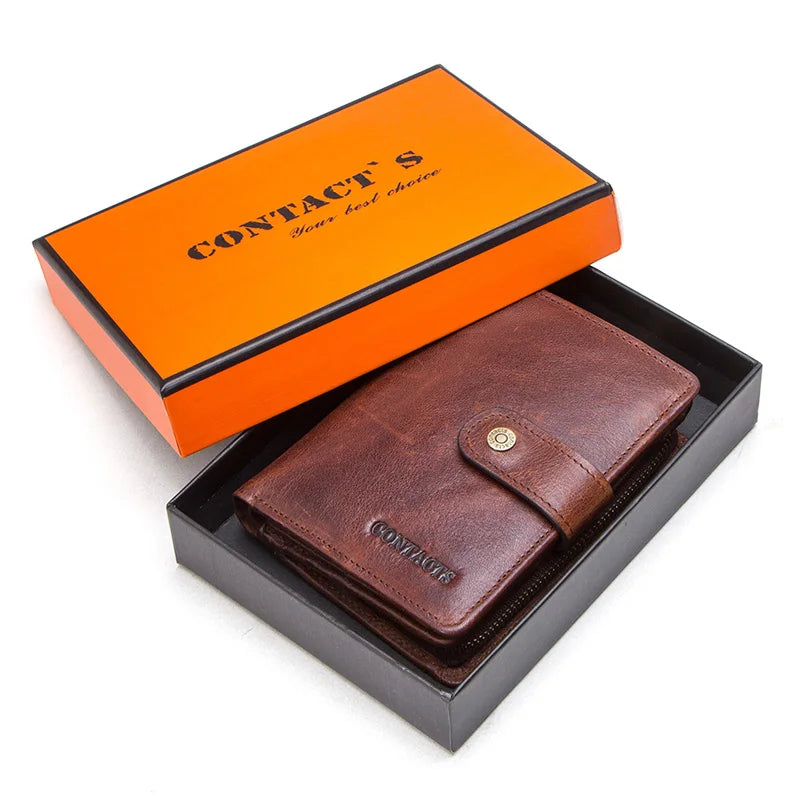 Genuine Leather Women's Wallet – RFID Blocking, 9 Card Slots, Photo Holder