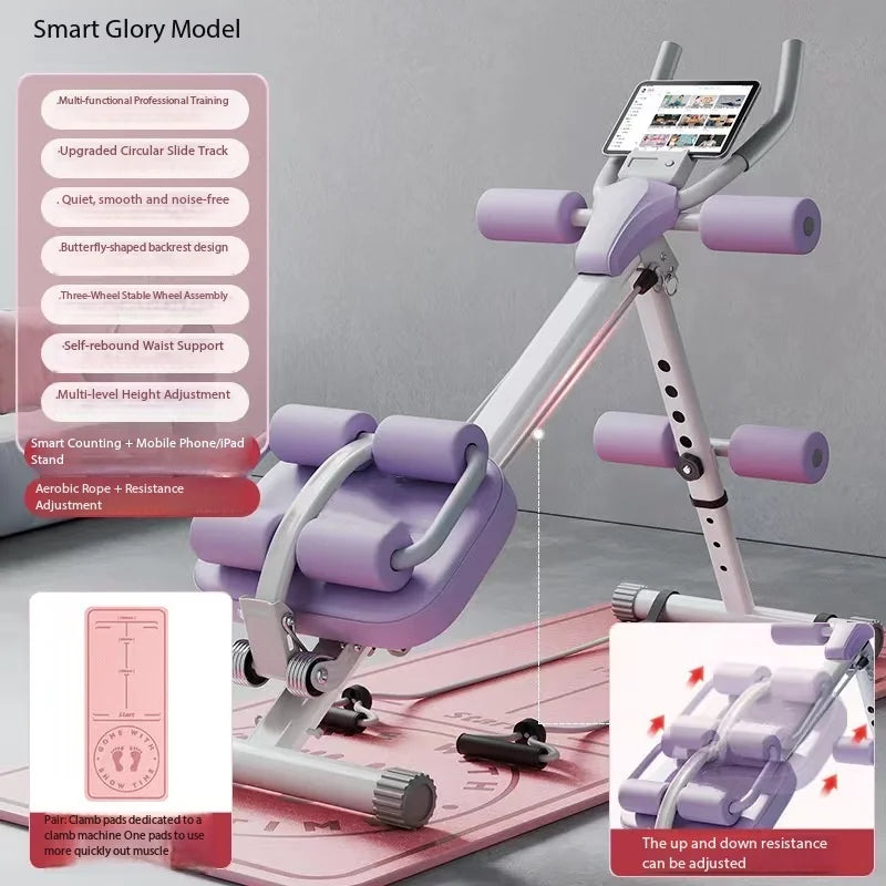 Machine Abdominale 6-en-1 Ajustable – Multifonction, Pliable, Compteur Numérique