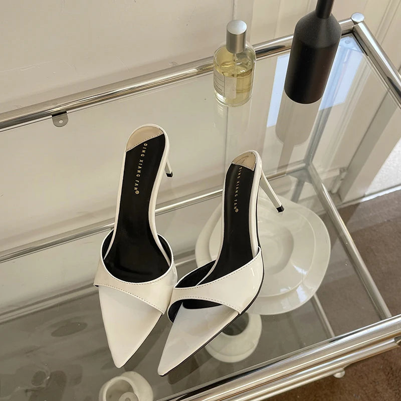 7 cm Stiletto Heel Sandals - Pointed Toe in Patent Leather
