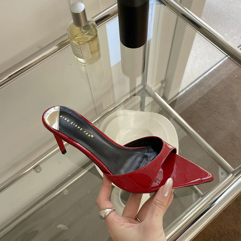 7 cm Stiletto Heel Sandals - Pointed Toe in Patent Leather