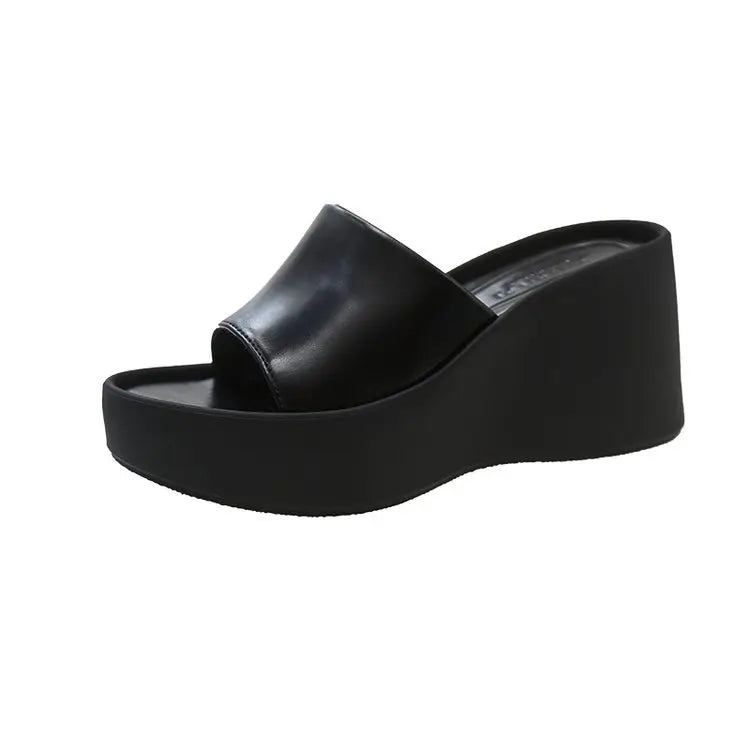 Mules Femme Plateforme Épaisse – Bout Ouvert Confortable, Style Plage Décontracté