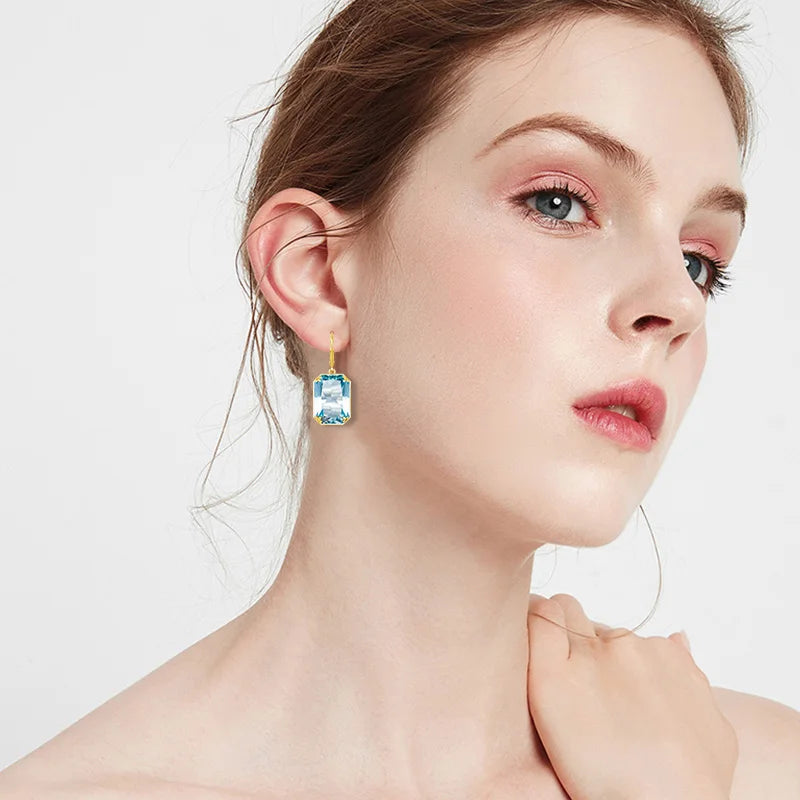 925 Sterling Silver 14K Gold Plated Drop Earrings – Choice of Gemstone, Handmade, NGTC Certified