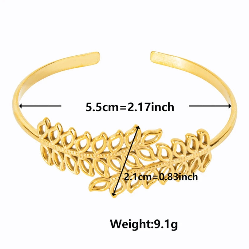 Textured Pattern Bracelet – Flower, Heart or Snake, Gold Stainless Steel, For Women