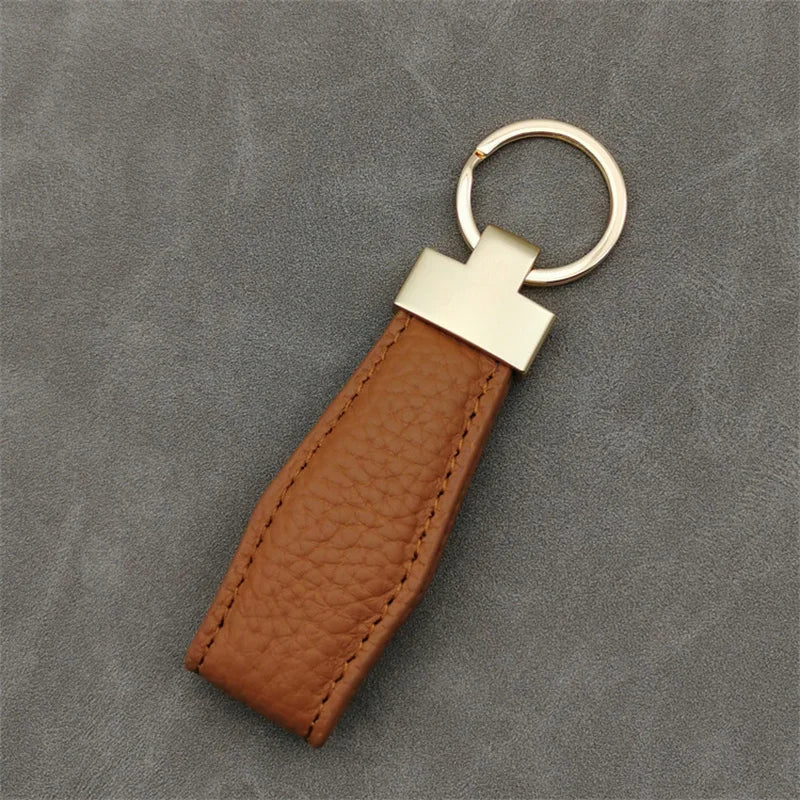 Luxury PU Leather Keychain – Punk Style, Gold Finish, Gift for Men & Women