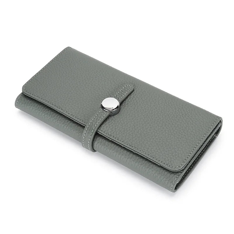 Women's Long Genuine Leather Wallet – Multifunctional, Phone Pocket and Photo Holder